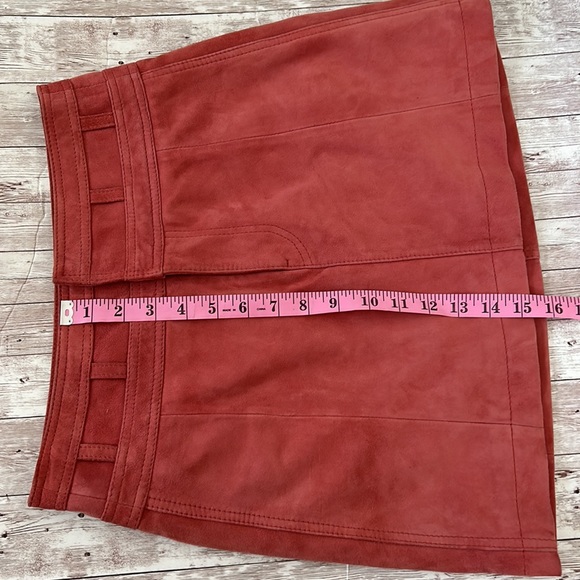 Free People Mauve Pink Suede Goat Leather A Line Mini Skirt - Picture 12 of 12